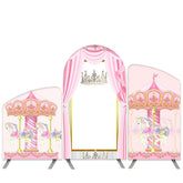 Aperturee Carousel Theme Pink Amusement Park Birthday Arch Backdrop Kit